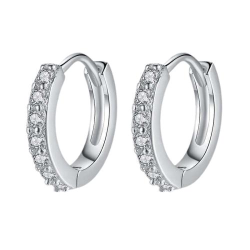 Boucles d'oreilles en laiton zircon cubique pavent, bijoux de mode & pavé de micro zircon & pour femme, plus de couleurs à choisir, 13.70mm, Vendu par paire