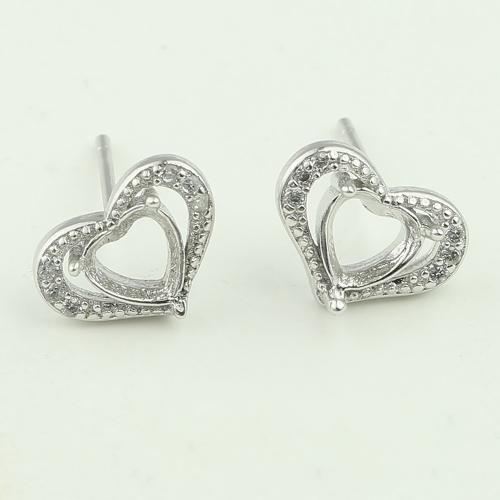 Brass Earring Stud Component DIY & micro pave cubic zirconia Sold By Pair