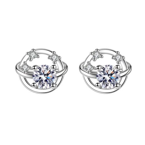 Boucles d'oreilles en laiton zircon cubique pavent, bijoux de mode & pavé de micro zircon & pour femme, 9.45x10.90mm, Vendu par paire