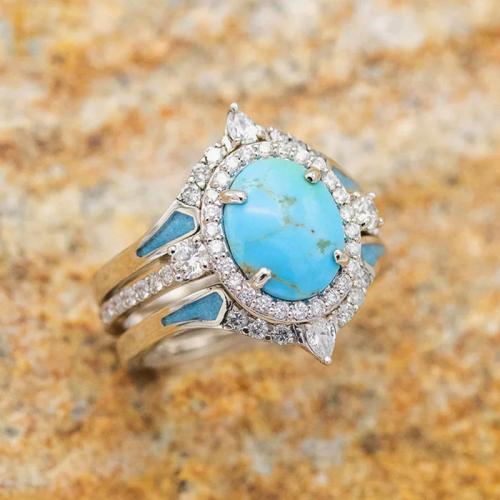 Cubic Zirconia Micro Pave Brass Ring with Turquoise & micro pave cubic zirconia & for woman Sold By PC