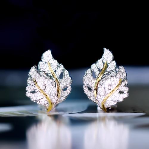 Cubic Zirconia Micro Pave Brass Earring, fashion jewelry & micro pave cubic zirconia & for woman, 14x19mm, Sold By Pair