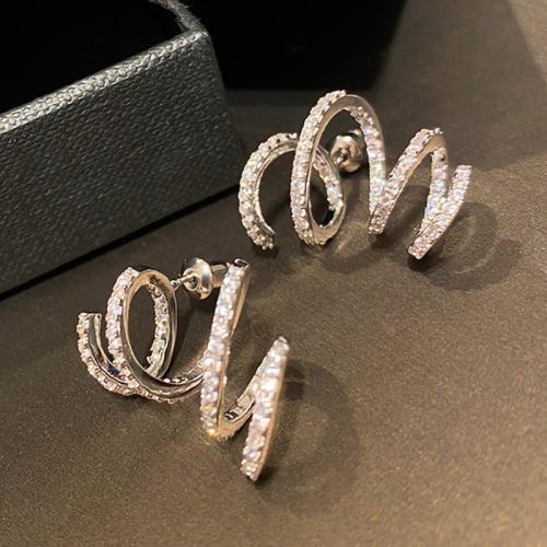 Cubic Zirconia Micro Pave Brass Earring, fashion jewelry & micro pave cubic zirconia & for woman, 27x16mm, Sold By Pair