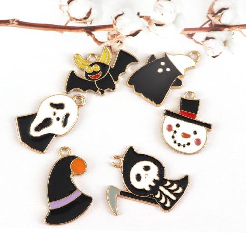 Pendant Halloween Fashion, alliage de zinc, Placage de couleur d'or, Halloween Design & Forme différente pour le choix & DIY & émail, plus de couleurs à choisir, protéger l'environnement, sans nickel, plomb et cadmium, Environ 100PC/sac, Vendu par sac