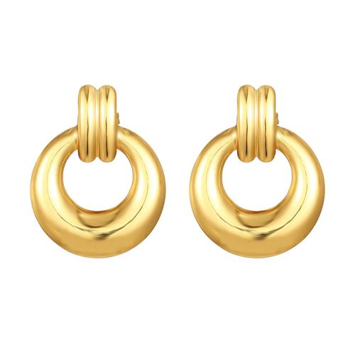 Tibetan Style Stud Earring, Donut, Vacuum Ion Plating, fashion jewelry & for woman, more colors for choice, 22.80x29.20mm, Sold By Pair