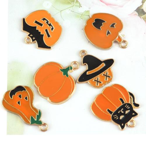 Fashion-Halloween-Tijdens, Zinc Alloy, Pompoen, gold plated, Halloween ontwerp & DIY & verschillende grootte voor keus & glazuur, meer kleuren voor de keuze, nikkel, lood en cadmium vrij, Ca 100pC's/Bag, Verkocht door Bag