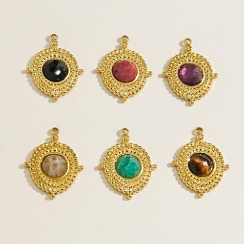 Tibetan Style Pendants, with Natural Stone, Vacuum Ion Plating, DIY & different materials for choice, more colors for choice, 16.50x21mm, Sold By PC