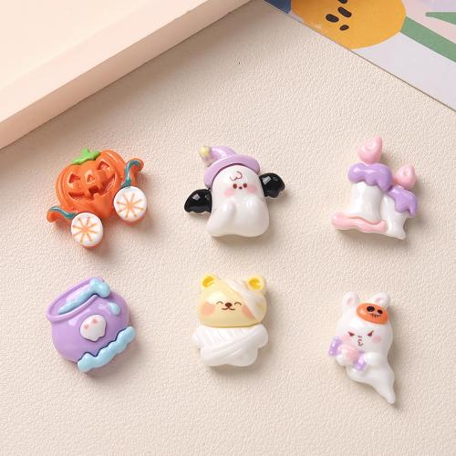 Resin Hair Accessories DIY Findings, Halloween Design & Different Shape for Choice, more colors for choice, Approx 100PCs/Bag, Sold By Bag