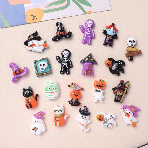 Resin Hair Accessories DIY Findings, Halloween Design & Different Shape for Choice, more colors for choice, Approx 100PCs/Bag, Sold By Bag