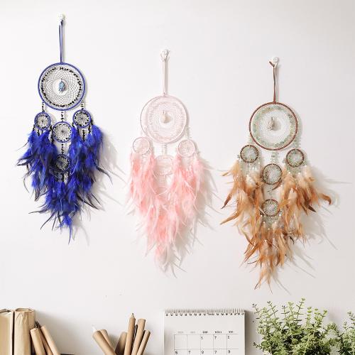 Moda Dreamcatcher, Pero, s Prirodni šljunak & kožna kabel & Željezo, ručno izrađen, za dom i ured, više boja za izbor, 750mm, Prodano By PC