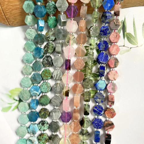 Gemstone Jewelry Beads, Natural Stone, Hexagon, DIY & different materials for choice, more colors for choice, 8mm, 35PCs/Strand, Sold By Strand