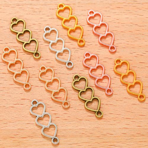 Heart Tibetan Style Connector, plated, DIY & 1/1 loop, more colors for choice, 24x8mm, 100PCs/Bag, Sold By Bag