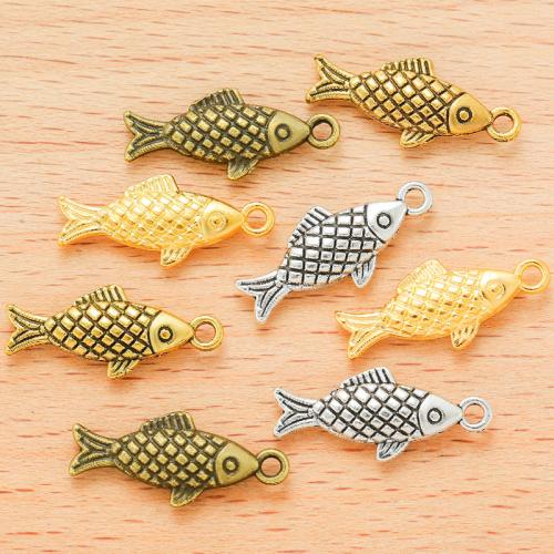 Tibetan Style Animal Pendants, Fish, plated, DIY, more colors for choice, 20x9mm, 100PCs/Bag, Sold By Bag