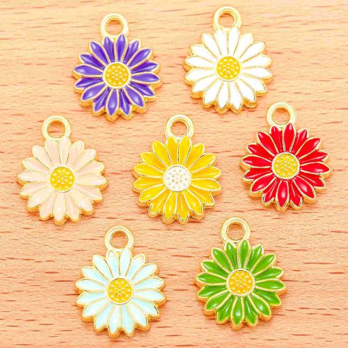 Tibetan Style Flower Pendants, plated, DIY & enamel, more colors for choice, 17x14mm, 100PCs/Bag, Sold By Bag