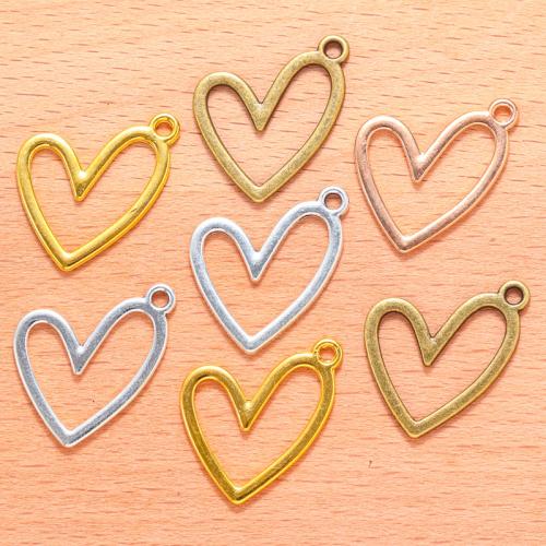 Ciondoli a cuore in lega di zinco, lega in zinco, placcato, DIY, nessuno, 25x21mm, 100PC/borsa, Venduto da borsa