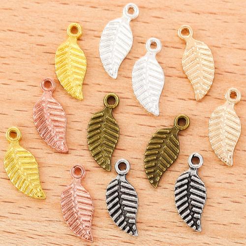 Tibetan Style Leaf Pendants, plated, DIY, more colors for choice, 14x6mm, 100PCs/Bag, Sold By Bag