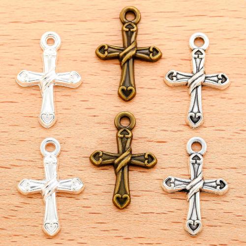 Tibetan Style Cross Pendants, plated, DIY, more colors for choice, 21x14mm, 100PCs/Bag, Sold By Bag