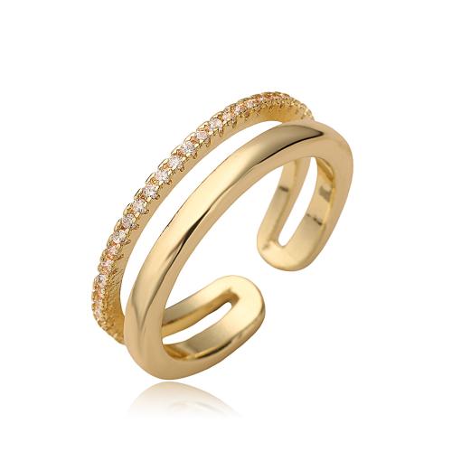 Cubic Zirconia Micro Pave Brass Ring, gold color plated, fashion jewelry & micro pave cubic zirconia, golden, nickel, lead & cadmium free, Sold By PC