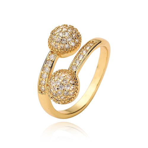 Cubic Zirconia Micro Pave Brass Ring, gold color plated, fashion jewelry & micro pave cubic zirconia, golden, nickel, lead & cadmium free, Sold By PC