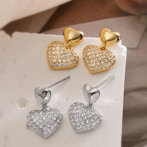 Cubic Zirconia Micro Pave Brass Earring plated fashion jewelry & micro pave cubic zirconia nickel lead & cadmium free Sold By Pair