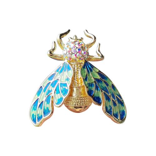 Tibetan Style Brooches, Bee, plated, fashion jewelry & enamel & with rhinestone, more colors for choice, nickel, lead & cadmium free, 35x35mm, Sold By PC