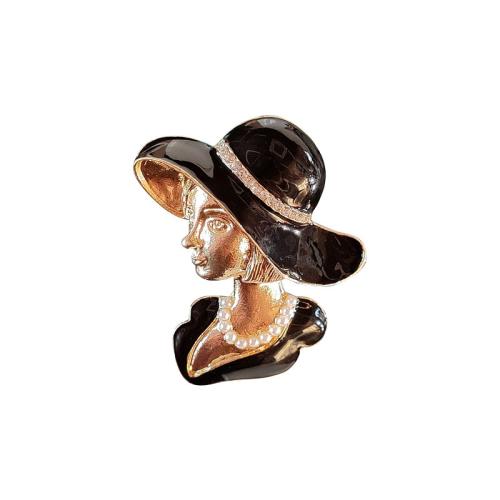 Zinc Alloy Brooches Girl plated fashion jewelry & enamel black nickel lead & cadmium free Sold By PC