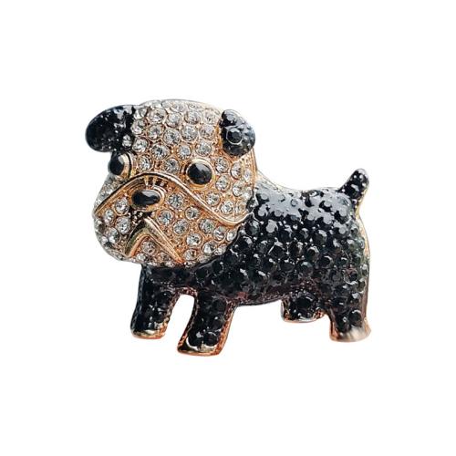 Zinklegierung Broschen, Hund, plattiert, Modeschmuck & mit Strass, schwarz, frei von Nickel, Blei & Kadmium, 30x40mm, verkauft von PC