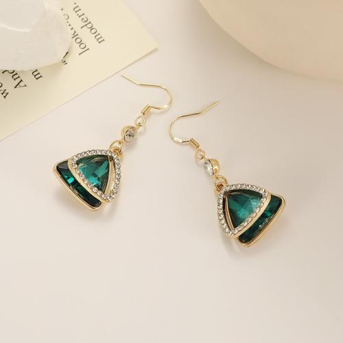 Tibetan Style Drop Earrings, with Crystal, gold color plated, fashion jewelry & micro pave cubic zirconia, more colors for choice, nickel, lead & cadmium free, 20x45mm, Sold By Pair