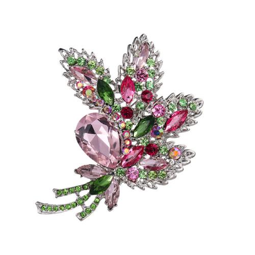 Tibetan Style Brooches, Flower, plated, fashion jewelry & with rhinestone, more colors for choice, nickel, lead & cadmium free, 85x95mm, Sold By PC