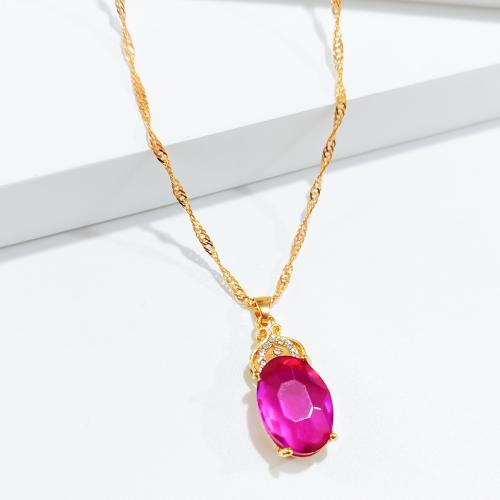 Zinc Alloy Jewelry Necklace with 5.2cm extender chain gold color plated fashion jewelry & with rhinestone golden nickel lead & cadmium free Length 46 cm Sold By PC