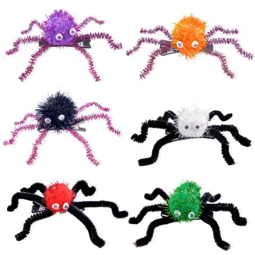 Wool Alligator Hair Clip, with Iron, Spider, half handmade, Halloween Design & 3D & for woman, more colors for choice, Sold By PC