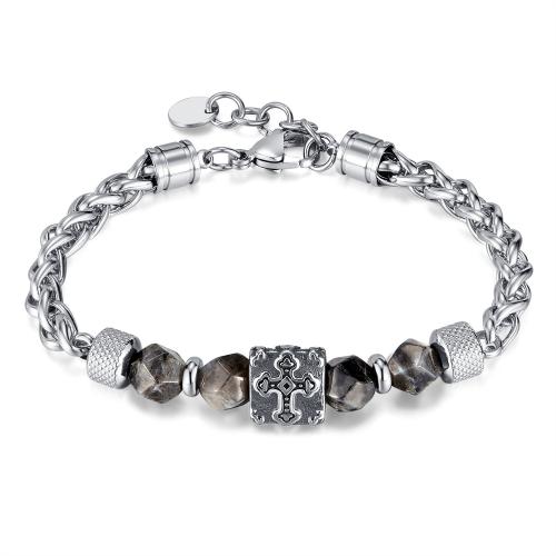 Bijoux bracelet en acier inoxydable, Acier inoxydable 304, avec 25mm chaînes de rallonge, bijoux de mode & pour homme, couleur originale, Longueur:195 mm, Vendu par PC