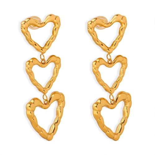 Zinklegering oorknoppen, Zinc Alloy, Hart, plated, voor vrouw, goud, Verkocht door pair