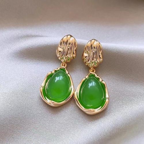 Pendientes de Perno de Aleación de Zinc, con Piedras preciosas, chapado, para mujer, más colores para la opción, 35x24mm, Vendido por Par