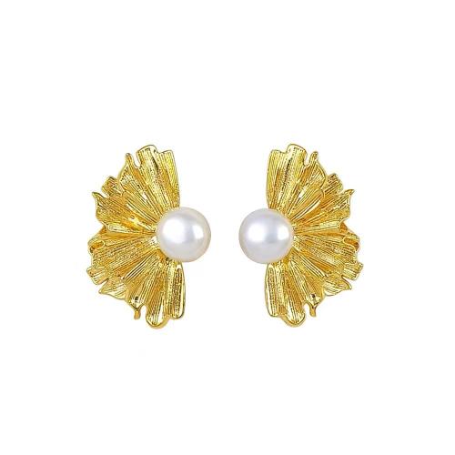 Lo zinco in lega Stud Earring, lega in zinco, with perla in plastica, placcato, per la donna, nessuno, Venduto da coppia