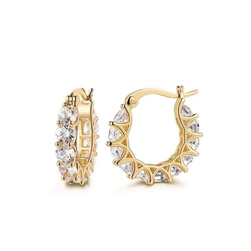 Boucles d'oreilles en laiton zircon cubique pavent, Placage, pavé de micro zircon & pour femme, plus de couleurs à choisir, Vendu par paire