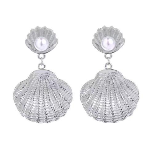 Zinc Alloy Stud Earring with Plastic Pearl plated for woman Sold By Pair