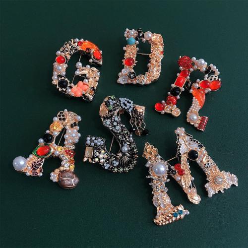 Zinc Alloy Brooches with Plastic Pearl plated & for woman & enamel & with rhinestone Sold By PC