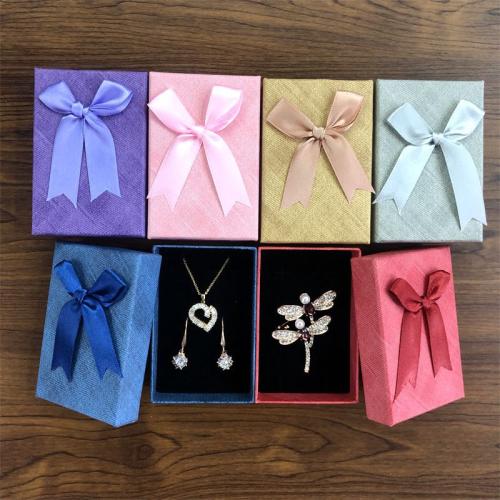 Jewelry Gift Box, Pearl Paper, with Sponge & Velveteen, dustproof & multifunctional, more colors for choice, 90x61x28mm, Sold By PC