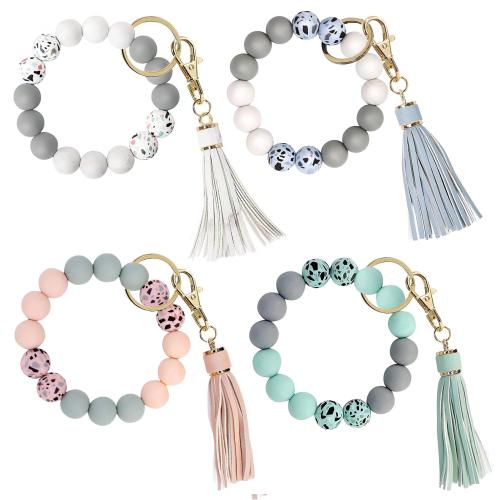 Bag Purse Charms Keyrings Keychains Zinc Alloy with PU Leather & Silicone portable & multifunctional The outer diameter is 8.1cm Sold By PC