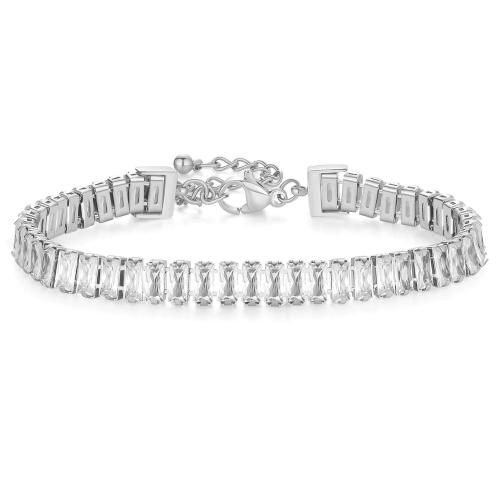 Titanium Steel Bracelet & Bangle, micro pave cubic zirconia & for woman, more colors for choice, Sold By PC