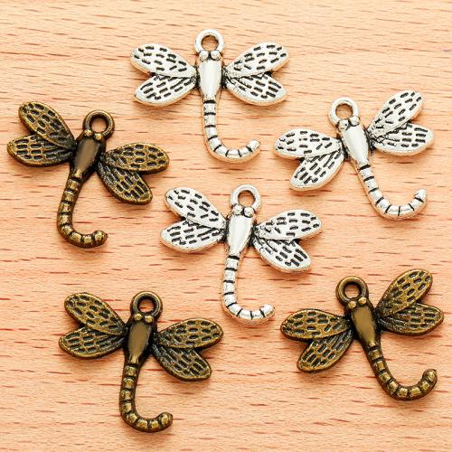 Tibetan Style Animal Pendants, Dragonfly, plated, DIY, more colors for choice, 21x18mm, 100PC/Bag, Sold By Bag