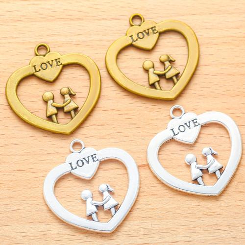 Tibetan Style Heart Pendants, plated, DIY, more colors for choice, 34x33mm, 100PC/Bag, Sold By Bag