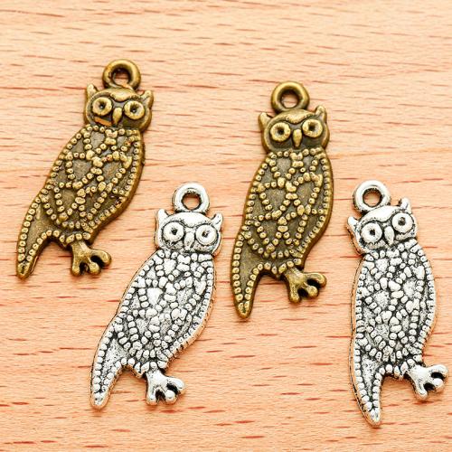 Tibetan Style Animal Pendants, Owl, plated, DIY, more colors for choice, 25x10mm, 100PC/Bag, Sold By Bag