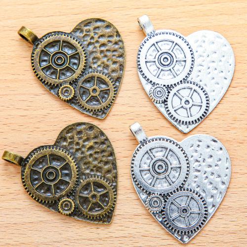 Tibetan Style Heart Pendants, plated, DIY, more colors for choice, 50x38mm, 100PC/Bag, Sold By Bag