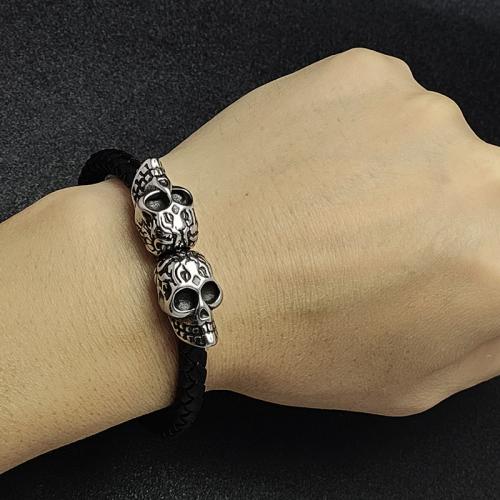 PU Schnur Armbänder, 304 Edelstahl, mit PU Leder, unisex & verschiedene Größen vorhanden, keine, verkauft von PC