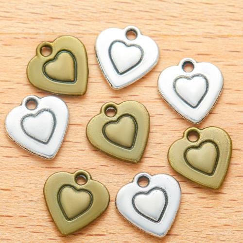 Tibetan Style Heart Pendants, plated, DIY, more colors for choice, 10x10mm, 100PC/Bag, Sold By Bag