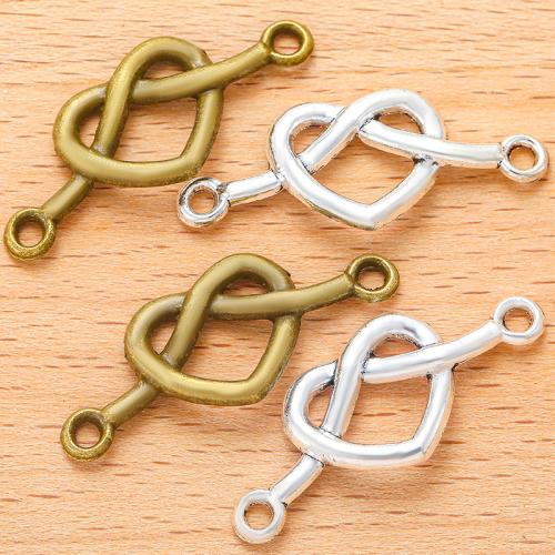 Heart Tibetan Style Connector, plated, DIY & 1/1 loop & hollow, more colors for choice, 33x13mm, 100PC/Bag, Sold By Bag