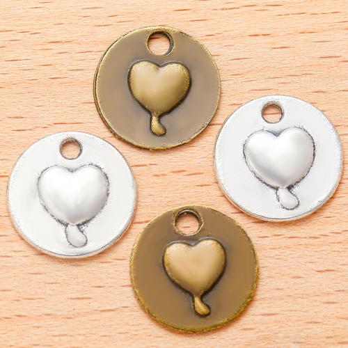 Tibetan Style Heart Pendants, Round, plated, DIY, more colors for choice, 15x15mm, 100PC/Bag, Sold By Bag