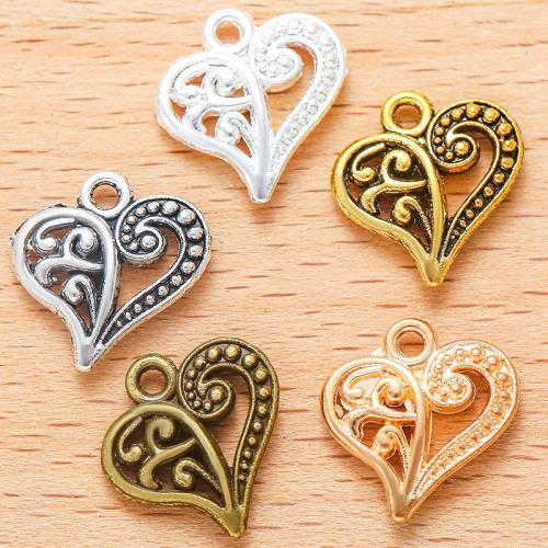 Tibetan Style Heart Pendants, plated, DIY & hollow, more colors for choice, 15x14mm, 100PC/Bag, Sold By Bag