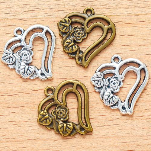 Tibetan Style Heart Pendants, plated, DIY & hollow, more colors for choice, 21x20mm, 100PC/Bag, Sold By Bag